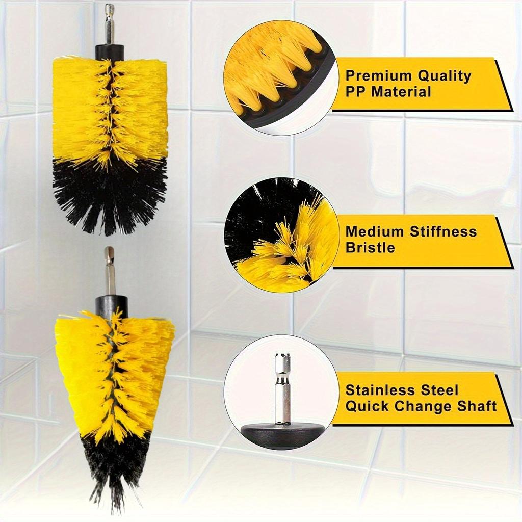 Drill Brush Cleaning Kit Scrub Brush Pad Set Car Tire Wheel Rim Cleaning Polishing Brush Attachment