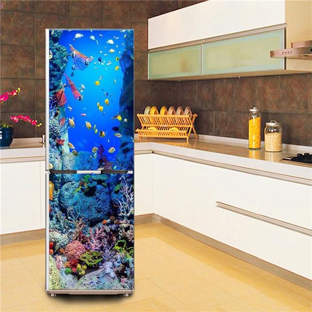 Underwater World Fish Sticker For Fridge Door Adhesive Waterproof Furniture Decoration Poster Wall Decal Kids Room Home Decor