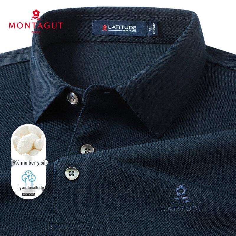 MONTAGUT Men s Ice-Cool Silk Blend Color-Block Polo Shirt 56