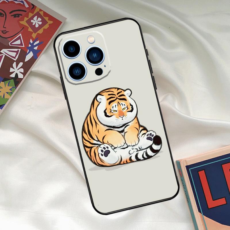 fat tiger Cartoon Funny Phone Case For iPhone 16 14 13 12 11 15 17 Pro Max 15 16 Plus 13 Mini 16e 17 Air Funda Cover