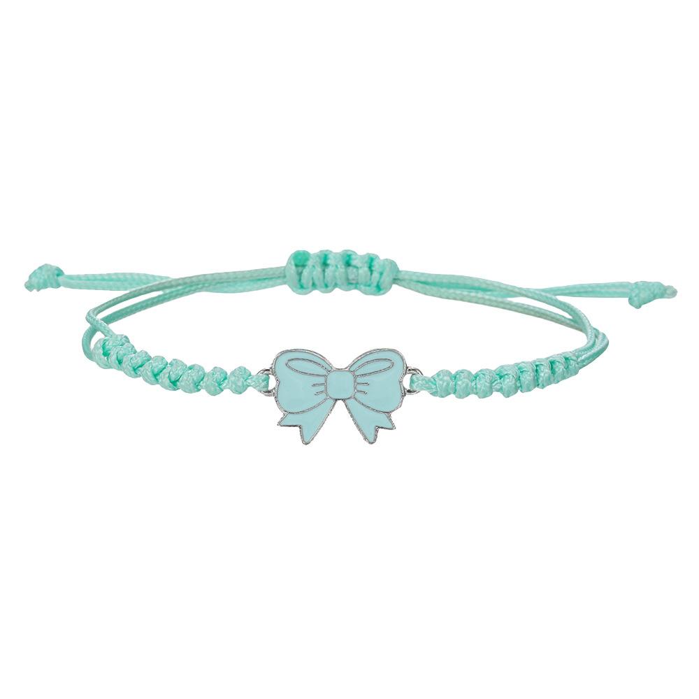Popular hand-woven colored hand rope, alloy drip bow accessories, girlfriend friendship bracelet