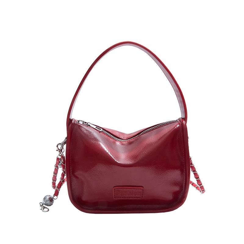 Premium texture small bag women's 2025 new fashion chain shoulder messenger bag versatile patent leather portable small square bag