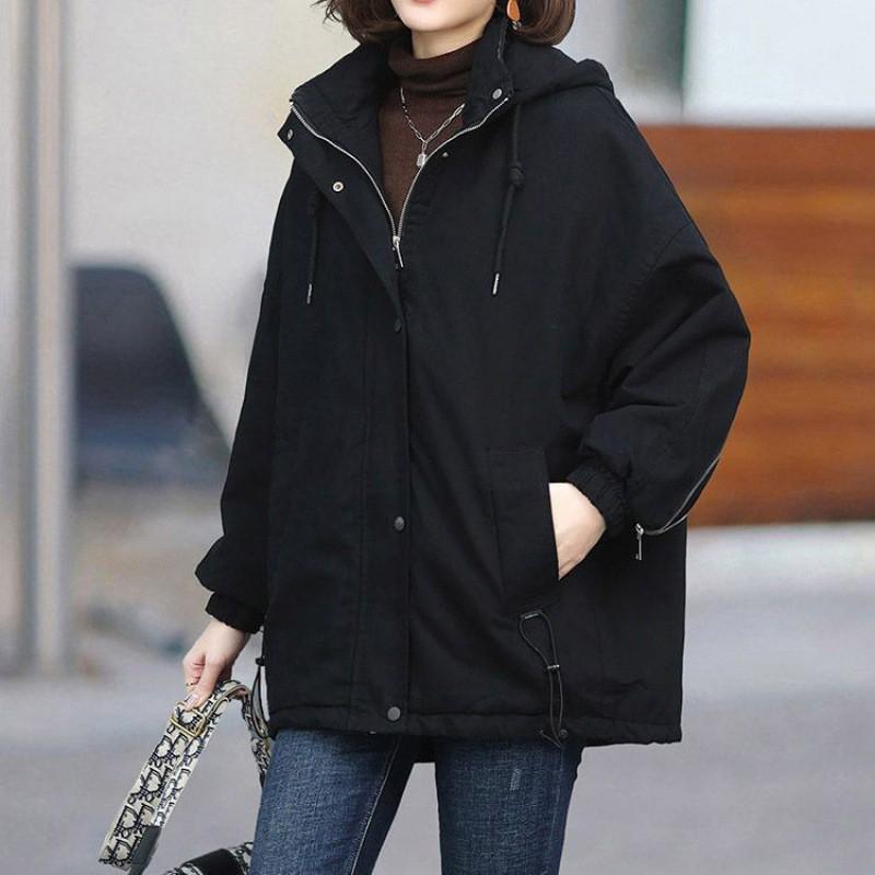 Womens Oversized Warm Cotton Puffer Coat With Hood Thickened Fleece Lined Casual Winter Jacket Plus Size