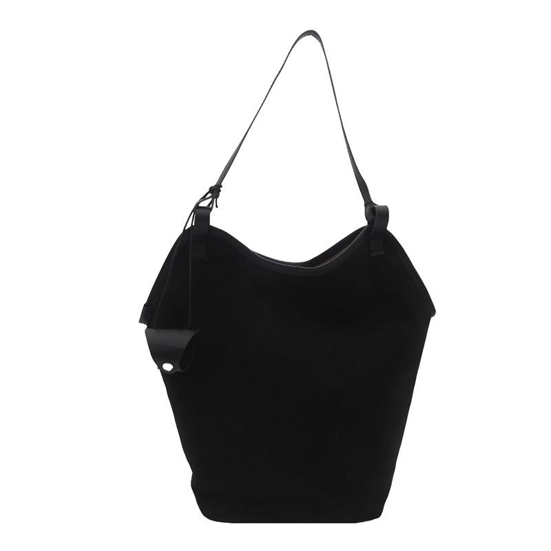 

New Lazy Wind Suede Underarm Big Bag Women s Fashion Commuter Large Capacity Shoulder Tote Bag чёрный