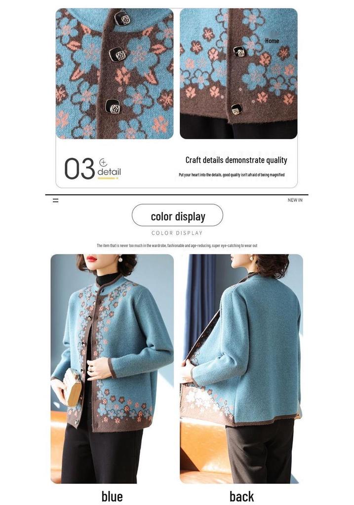 Stylish Spring and Autumn Cardigan for Women: Trendy Short Jacket for Middle-aged and Elderly, Perfect for 50+ Fashion