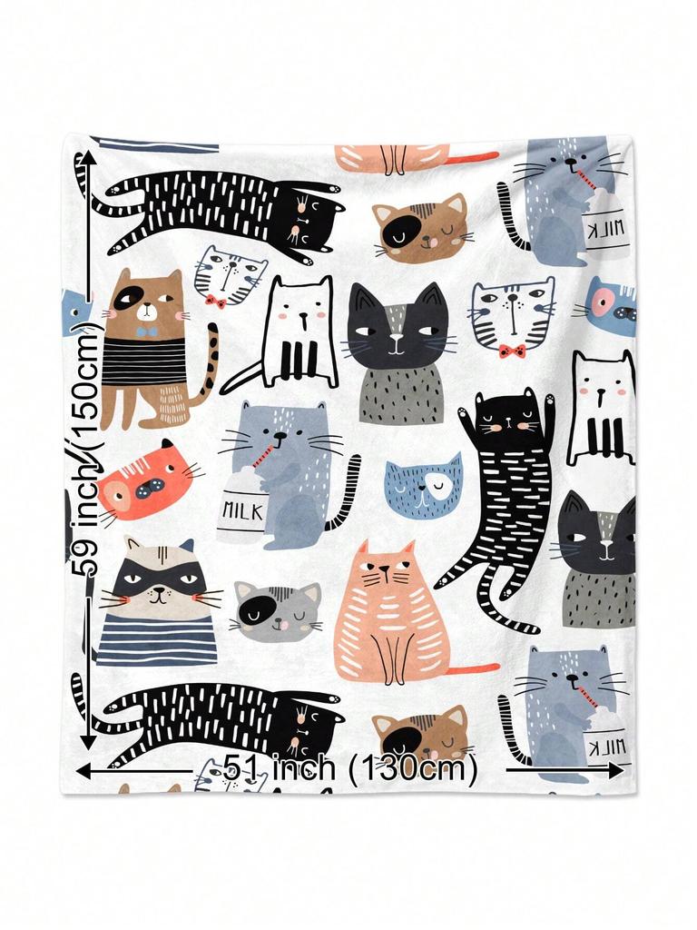 1 Stück Abstrakte Katzen Weiche Decke Flanell Bedruckte Decke Für Camping & Reisen Geeignet Für Sofas Schlafzimmer Wohnzimmer Und Betten