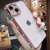 Luxury Plating Glitter Diamond Transparent Case for iPhone 17 16  11  14 15 Pro Max Plus Female Silicone Shockproof Cover