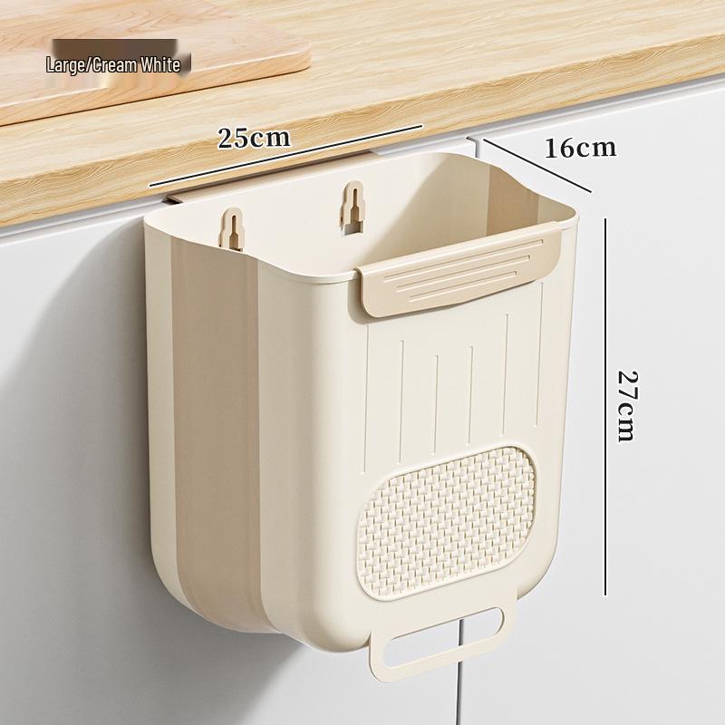Foldable Hanging Kitchen Trash Can for Food Waste and Bathroom Storage