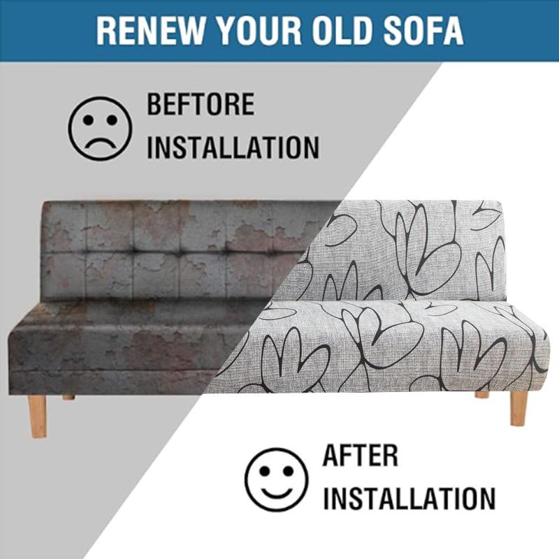 Bed Cover Armless Folding Sofa Cover Can Stretch Living Room Sofa Cover For Living Room Hotel Home Decoration Lanmolife Sofa