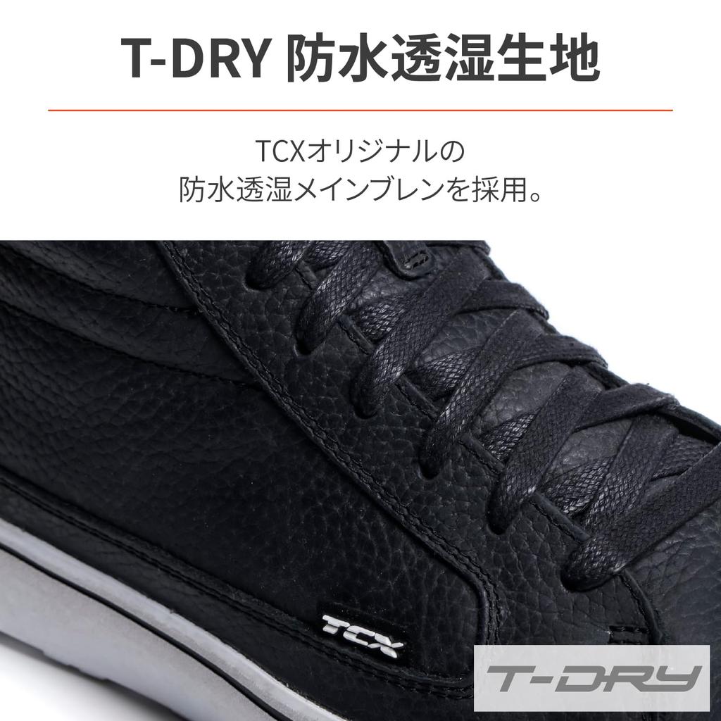 Daytona TCX Motorcycle Riding Genuine Leather Grain CE Street 3 34310 Shoes, (Full Cowhide), Waterproof, Standard, Waterproof, Black/Black/White,