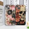 Coque de téléphone imprimée Fleur de Nuit Gothique Rétro Tête de Mort pour iPhone 17 16 12 11 14 Plus 13 14 15 Pro Max Mini X Housse Souple Florale