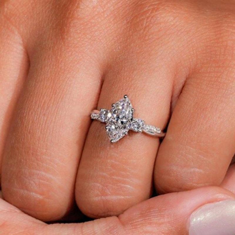 

CAOSHI Silver Color Versatile Design Rings Brilliant Marquise Cubic Zirconia Accessories for Wedding Daily Wearable Ring Jewelry 10