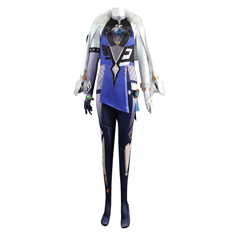 Yelan Cosplay Costume Wig Game   Yelan Cosplay Clothes Ye Lan Liyue Hydro Jumpsuit Wig Halloween Costumes for Women