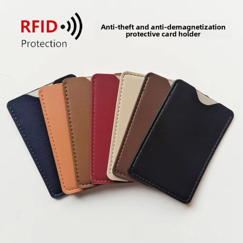 Ultra-Thin RFID Card Holder RFID Blocking PU Leather Credit Card Sleeve Soft Lining Anti-Demagnetization Leather Card Sleeve