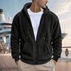 Men Casual Warm Fleece Hooded Zipper Cardigan Sweater Outerwear