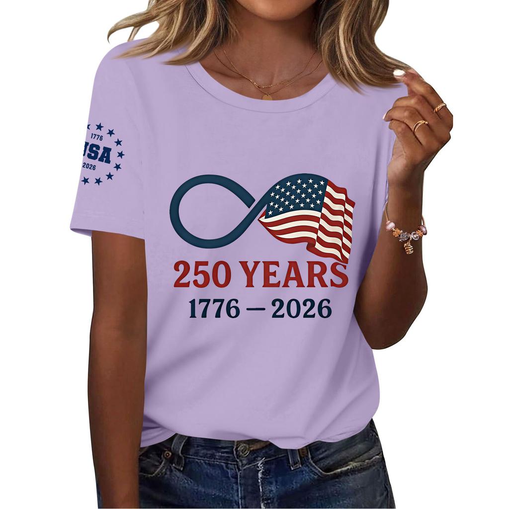 Women's Fashion Casual Printed Short Sleeve Round Neck Pullover Tops