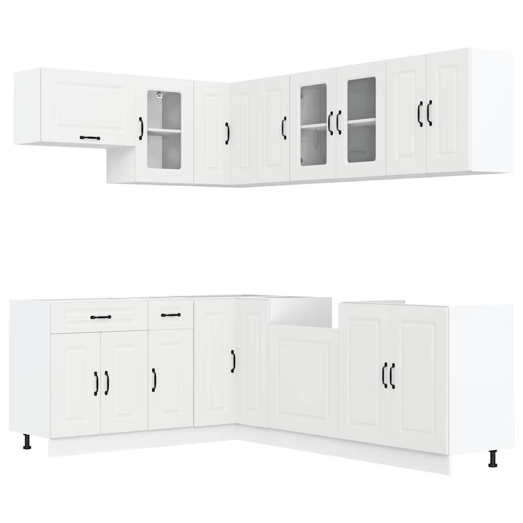 11 Piece Kitchen Cabinet Set Kalmar White Wood Based Panel