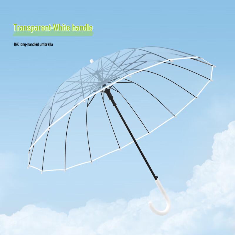 XU QING 16-Rib Automatic Long Handle EVA Clear Umbrella
