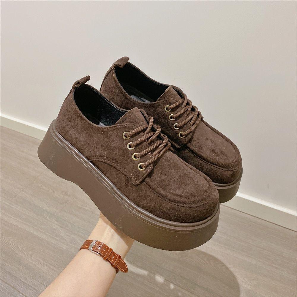 Versatile Birken thick-soled lace-up annual increase in height and thinness temperament Versatile soft-soled muffin loafers