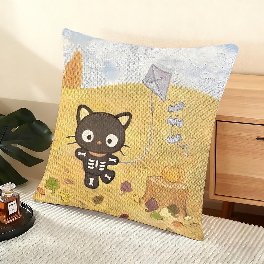 Cute Oil-Painted Small Animals Cushion Cover Silky Short Plush Home Sofa Cushion Cover - Invisible Zipper Home Decoration