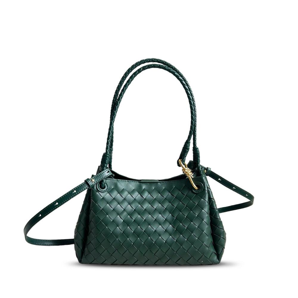 Nuova borsa a secchiello media in pelle di paracadute intrecciata portatile popolare transfrontaliera da sotto l'ascella alla moda borsa a tracolla messenger da donna