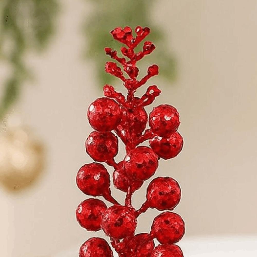 Sequins Christmas Fruit Twig Ornament 13 Head Christmas Tree Figurines  Christmas Season