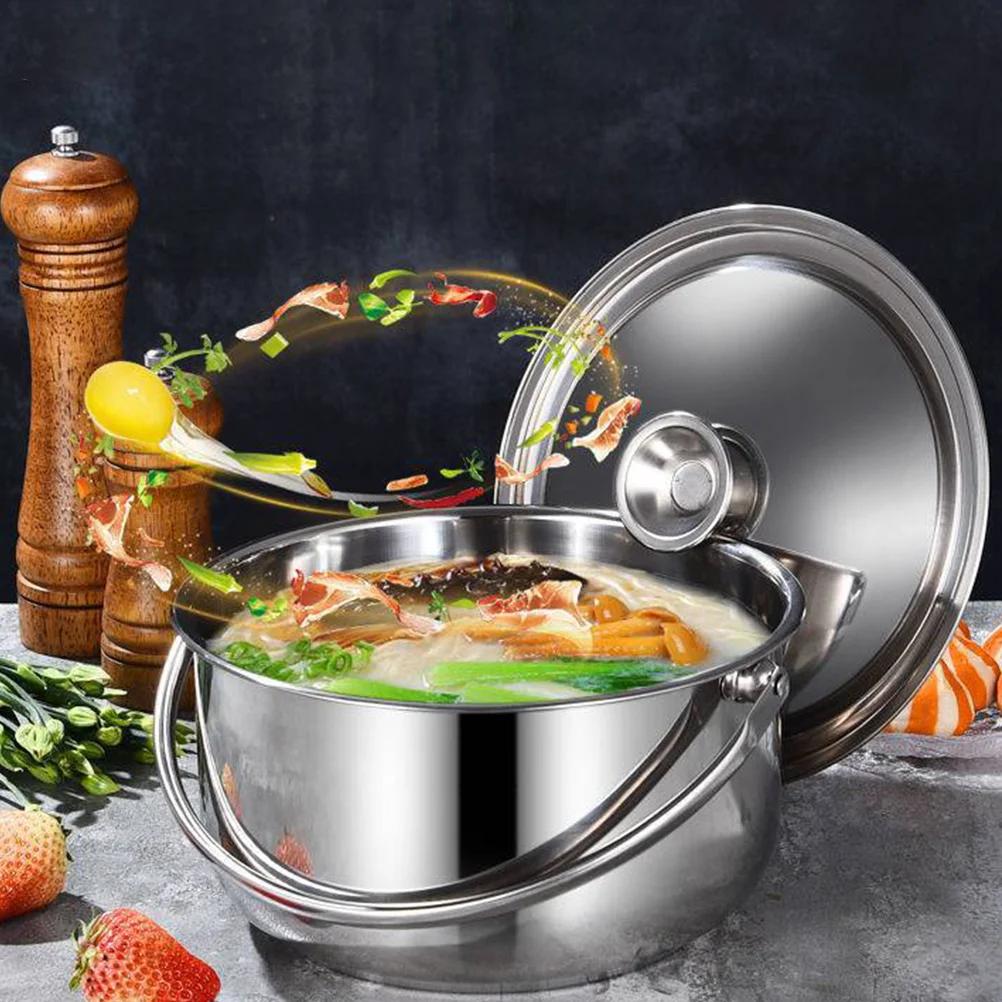 Pot Soup Cooking Steel Stainless Stock Stew Bowls Mixing Bowl Stockpot Pan Kitchen Cookware Pots Metal Ceramic Handle Induction