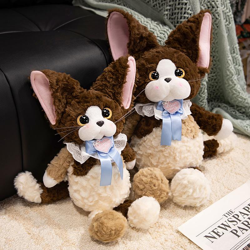 Non-Toxic Lovely Cat Plush With Scarf Soft Stuffed Animal Toy Fluffy Huggable Creative Birthday Christmas Gift Kawaii Room Decor