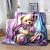 1pc Bear Printing Lightweight Flannel Blanket, Comfortable and Warm Blanket, for Camping Sofa Bed and Couch Office, in All Seasons