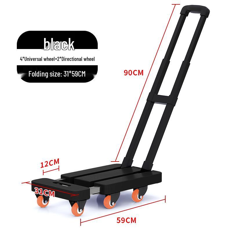 Chariot plat pliable compact à six roues pour le transport silencieux de marchandises