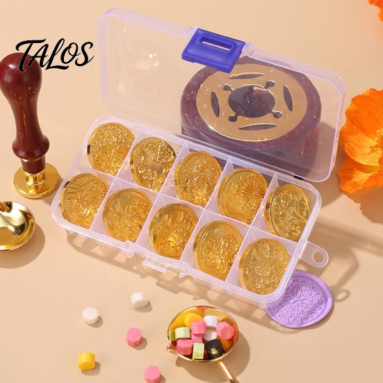 Decorative Stamp Replacement 10 Pcs Wax Seal Head Replacements, Vintage Flower Pattern Sealing Custom Accessories Brass Heads for Envelope,