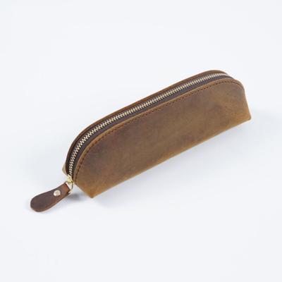 Crazy Horse Echtleder Stiftehalter Vintage Rindsleder Federmäppchen Handgemachter Schul-Stiftehalter