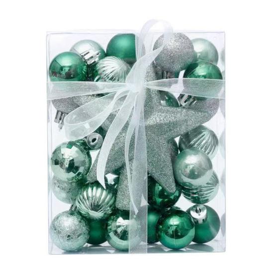 30 Pcs Mini Christmas Ball Ornaments Set 1.81 Inch Plastic Christmas Ball Hanging Ornaments with Glitter Tree Topper Star for Holiday Wedding Birthday