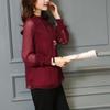 Lace Chiffon Shirt for Women Long-sleeved Shirt Ruffled Shirt Sexy Plus-size Top with Stand Up Collar