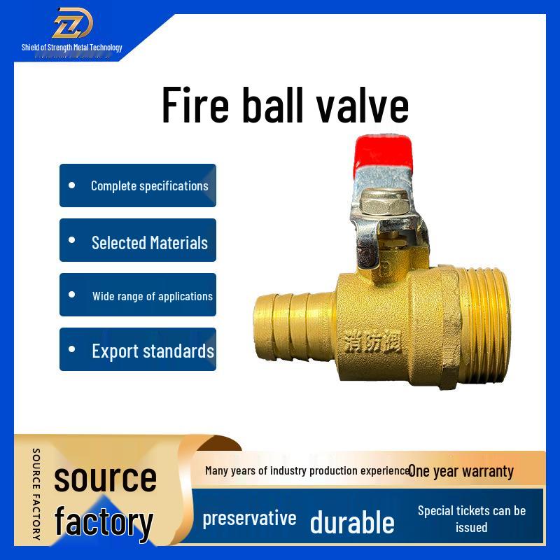 1-Inch Brass Firefighting Ball Valve with Manual Switch for Hose Reel, Male Thread, DN25