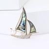 Fashion Rhinestone Sailboat Brooches Women Shell Ocean Series Pin Friend Event Party New Gifts Jewelry Decoration Accessories