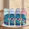 1PC Swirl Mandala Psychedelic Art Print 750ml Color Plastic Sports Water Bottle Leakproof Flip Straw Lid Suitable for Sports Office Home Use