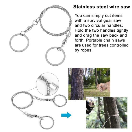Stainless Steel Wire Saw Outdoor Survival Pocket Chainsaw Portable Backpacking Hiking Camping Emergency Wood Trees Cutting Saw