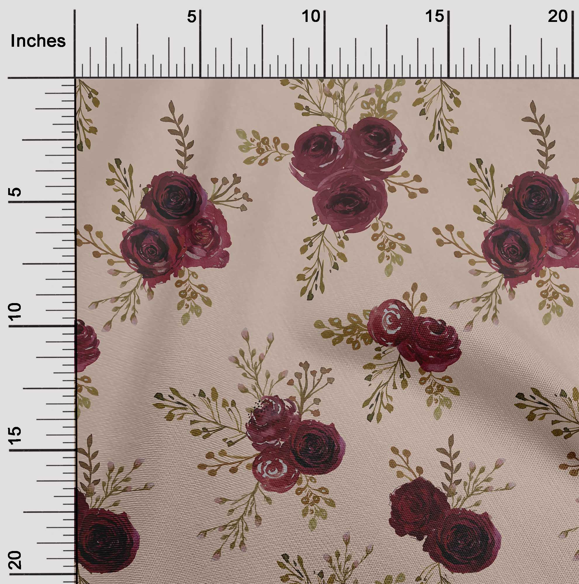 

oneOone Cotton Flex Light Gray Fabric Leaves & Rose Floral Dress Material Fabric Print Fabric By The Yard 40 Inch 42 Inch Wide - Viscose Chiffon персиковий