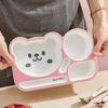 Reusable Dinning Plate Fruit Salad Plate 3 Compartment Cartoon Plastic Food Plate With Soup Bowl For Kid Student Microwave Safe