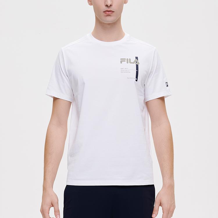 Fila Athletics Logo Print Professional Sports Fitness Crew Neck Short Sleeve T-Shirt Men Tops Jade-White A11M131115F-WT