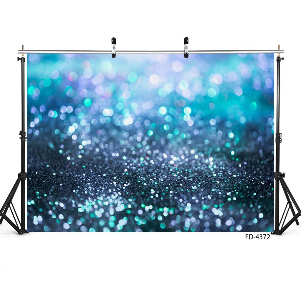 Blue Sand Glitter Flare Bokeh Photo Backgrounds Vinyl Backdrop Photography Props for Baby Shower Children Prom Party Photophone