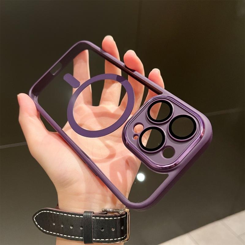 HD Transparent With Lens Protection Phone Case For iPhone 16 15 14 13 12 Pro Max Magnetic For Magsafe Wireless Charging Cover