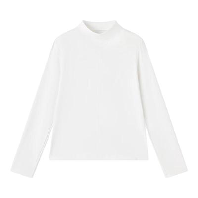Women's High-Neck Long-Sleeve Cotton T-Shirt