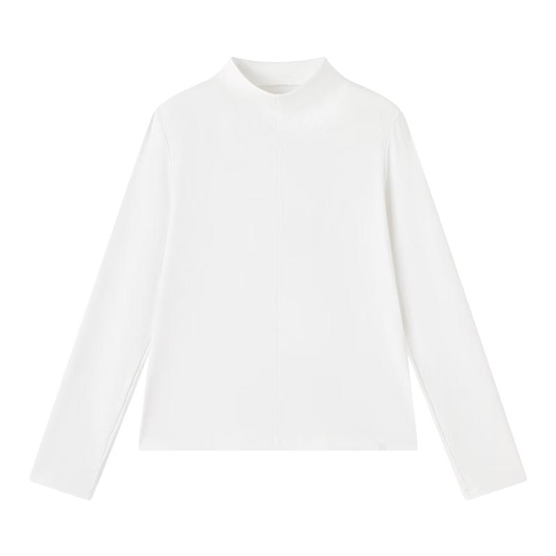Cottonsmith Women's High-Neck Long Sleeve Cotton T-Shirt