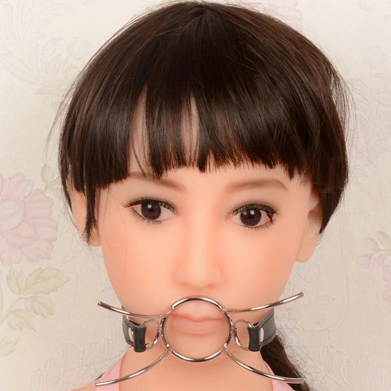 Faux Leather Steel O-Ring Spider Open Mouth Ring Gag Head Harness Restraint with Nose Hook SM Bondage Restraints Gag Sex Games