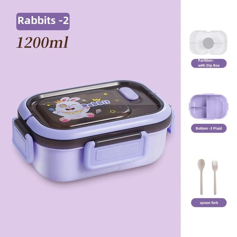 Portable Double Layer Lunch Box Compartment Salad Fruit Box with Handles Students Workers Microwave Bento Box with Fork Spoon