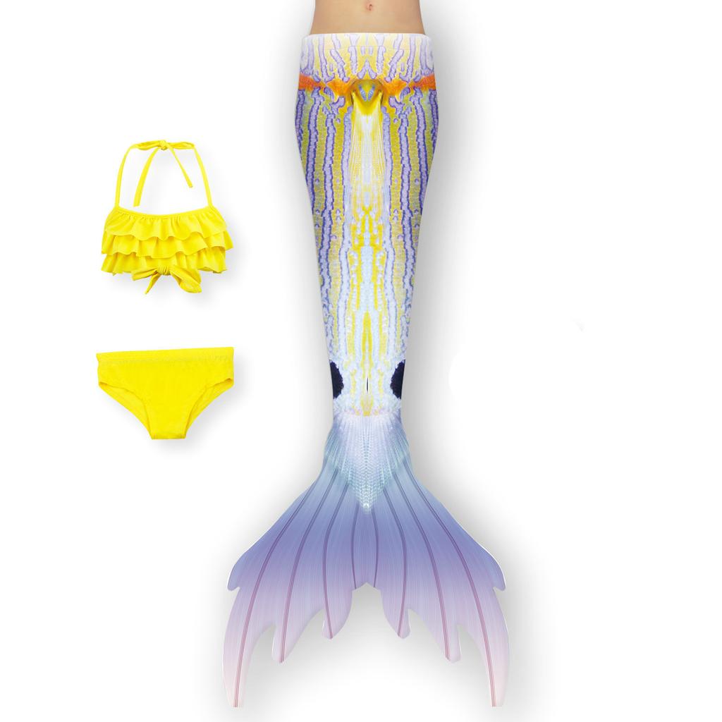Costume da bagno da sirena per bambini, top a fascia da sirena, coda di pesce, vestito da principessa per bambine