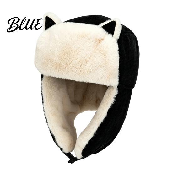 Winter Gifts for Women Ear-Flap Hat, Cute Cat Ear Trapper Warm Plush Thermal Protection Hats Lined Windproof Cap, Ushanka Hat Cold Weather Riding