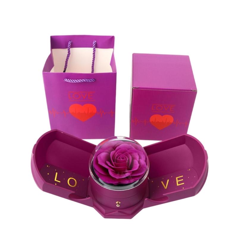 Forever Flower Jewelry Box Creative Flower Jewelry Box Necklace Storage Container for Wife's Special Occasion